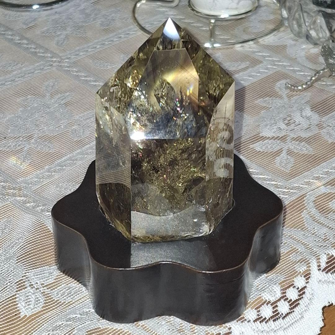 天然石✨️スモーキーシトリン　ゼウス　ポイント✨️虹ギラギラファントムあり台座付