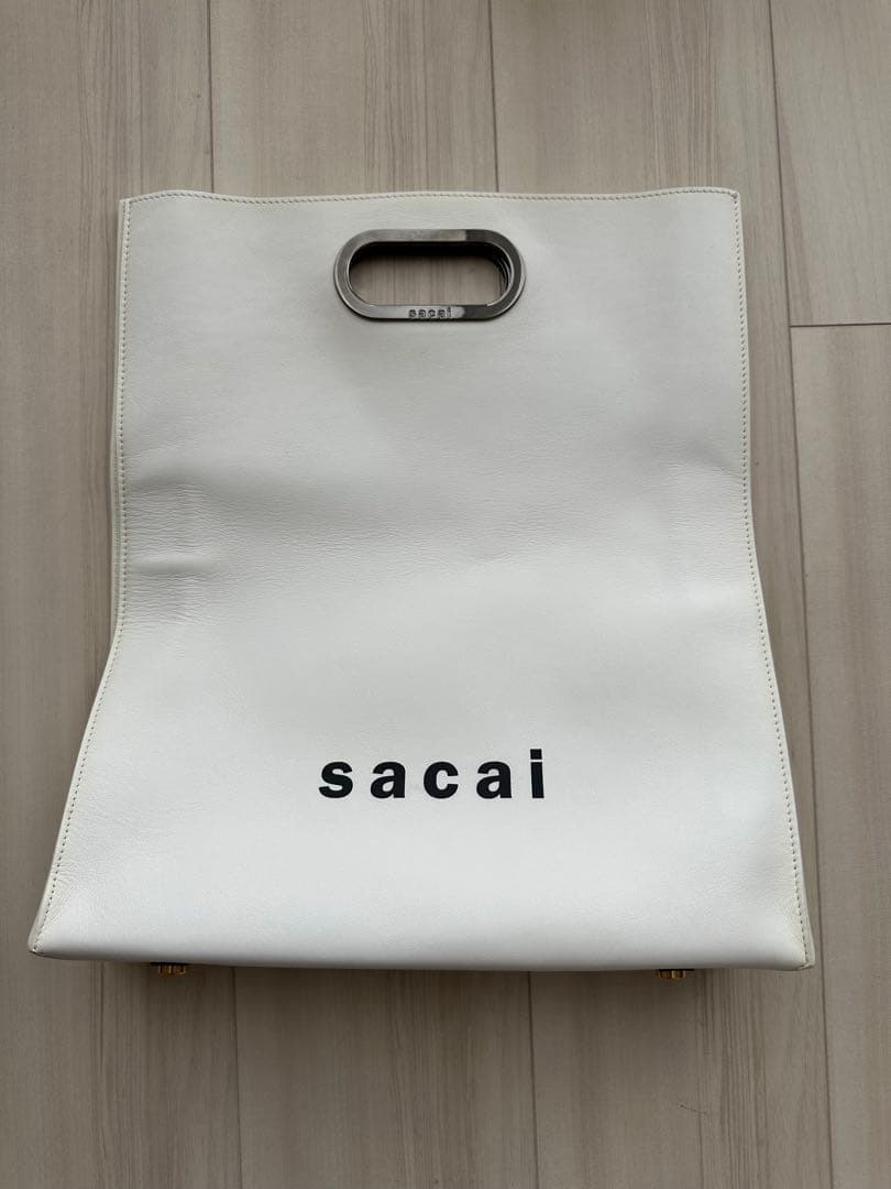 sacai ホワイト ショッパーバッグ