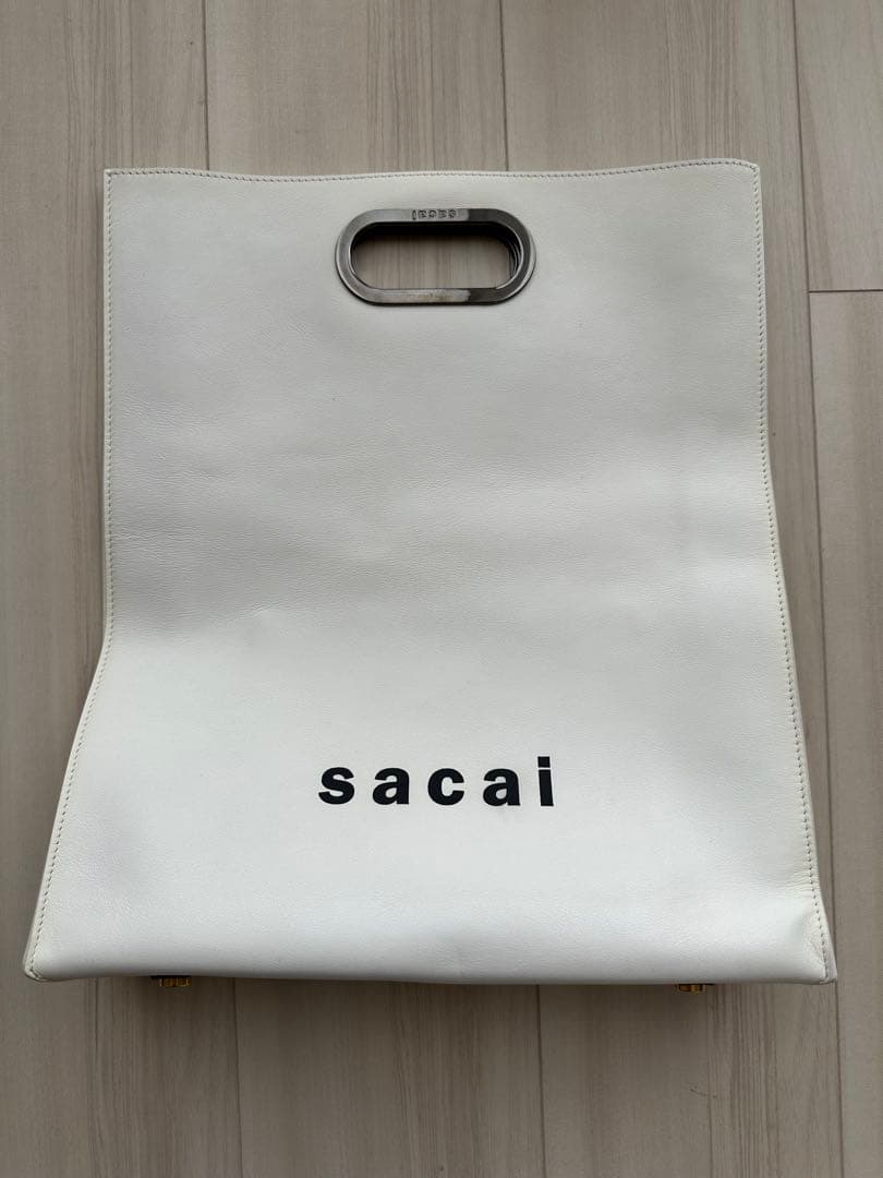 sacai ホワイト ショッパーバッグ