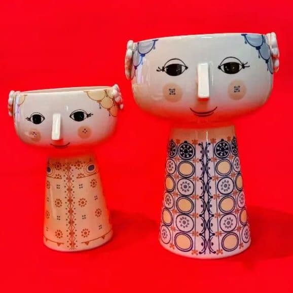 人形型陶器花瓶セット（大・小）