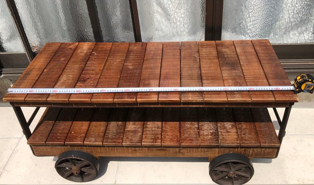 ジャーナルスタンダードファニチャー　木製二段シェルフ 車輪付き 120cm