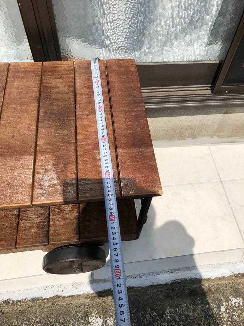 ジャーナルスタンダードファニチャー　木製二段シェルフ 車輪付き 120cm