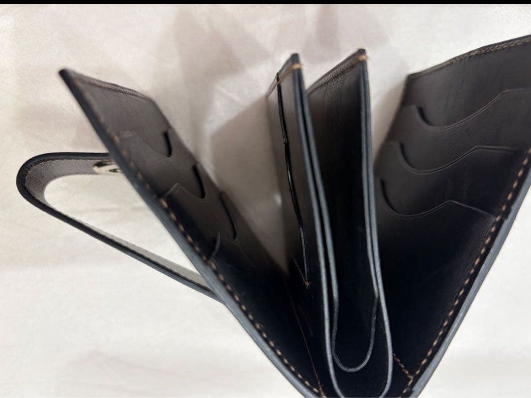 HERMES 黒 レザー 二つ折り財布