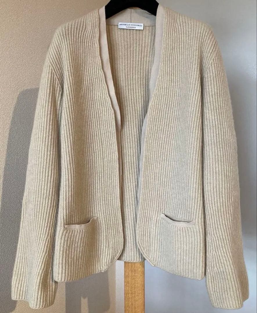 ブルネロクチネリ　カシミヤ　リブ編み　ジャケット　カーディガン