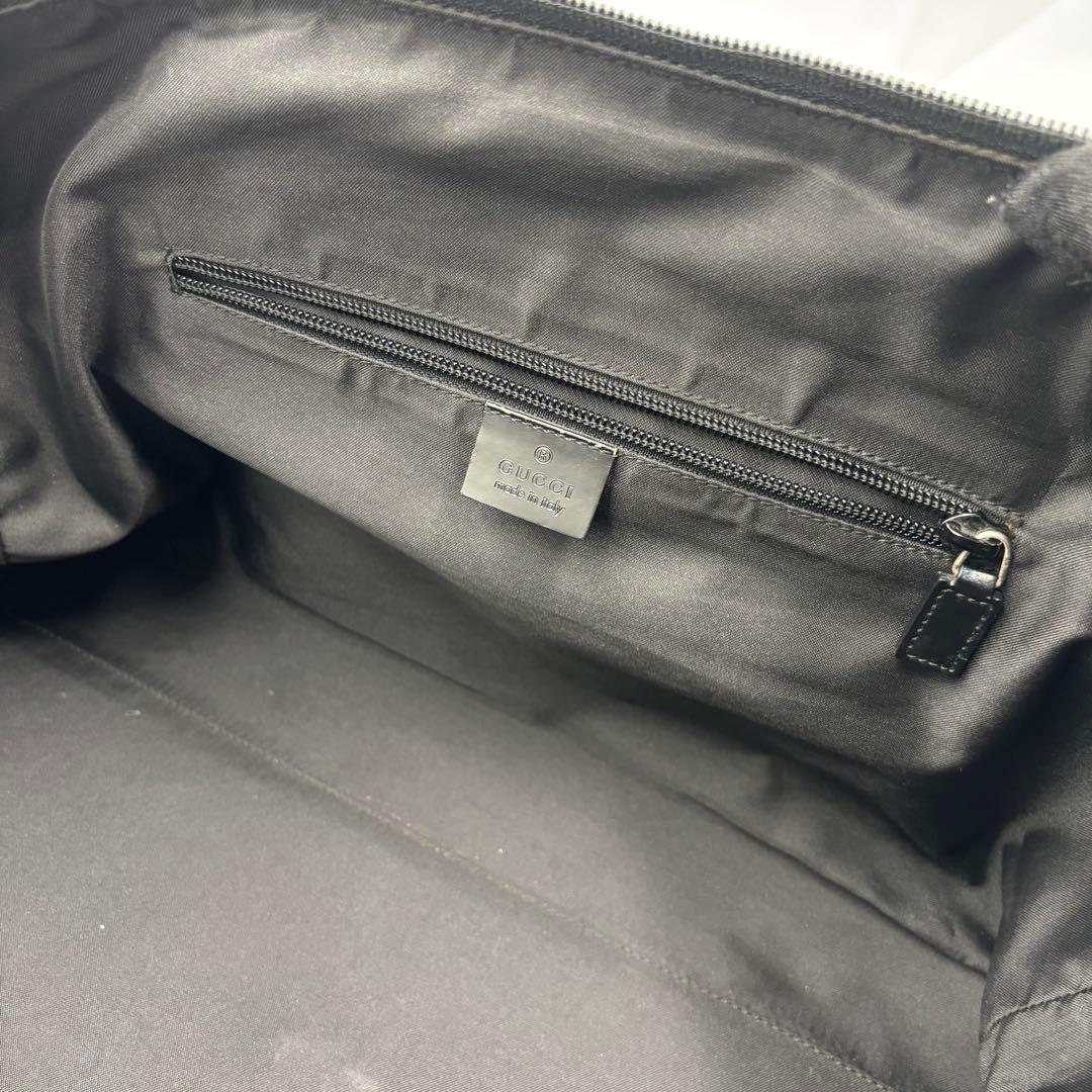 GUCCI グッチ GG柄 レザー×ナイロン ボストンバッグ ハンドバッグ 黒