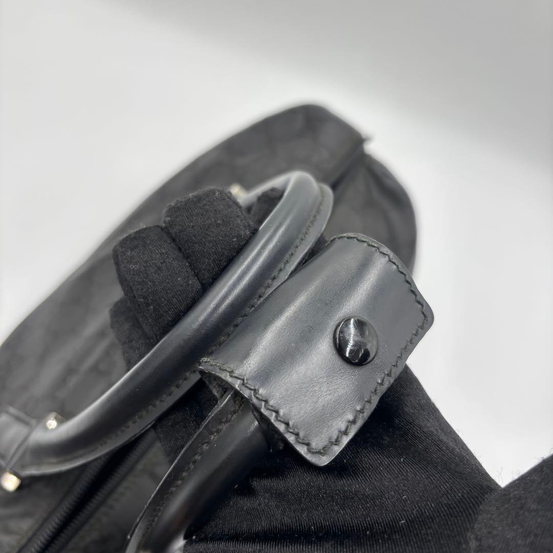 GUCCI グッチ GG柄 レザー×ナイロン ボストンバッグ ハンドバッグ 黒