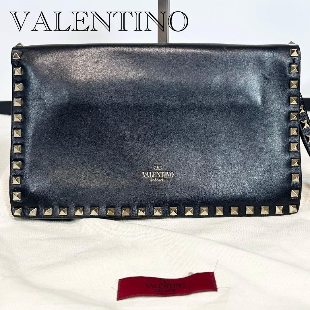 希少❗️VALENTINO GARAVANI ロックスタッズ　クラッチバック　黒
