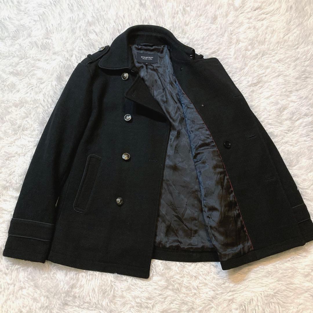 バーバリーブラックレーベル　ナポレオンコート　シャドーチェック　裏地モノグラム