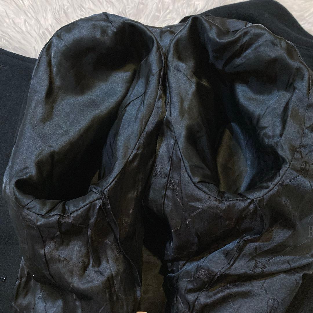 バーバリーブラックレーベル　ナポレオンコート　シャドーチェック　裏地モノグラム