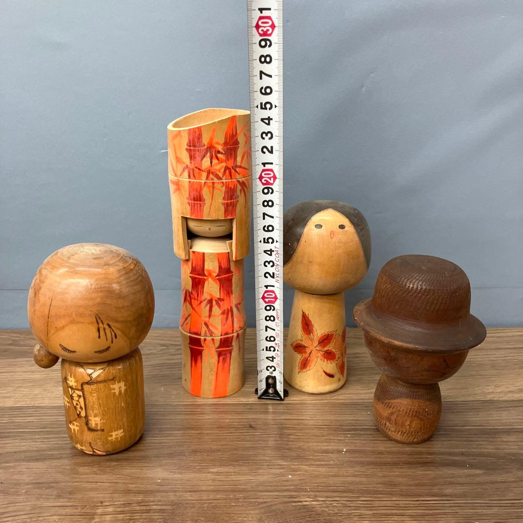 D-5 こけし 郷土玩具 伝統工芸品 木製人形 4点セット レトロ アンティーク