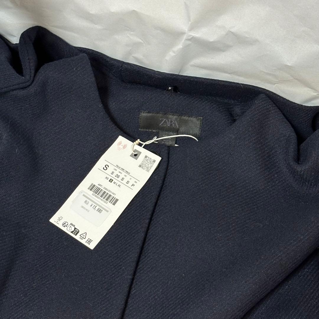 新品タグ付き ZARA ウールショートスカーフコート Sサイズ ケープコート