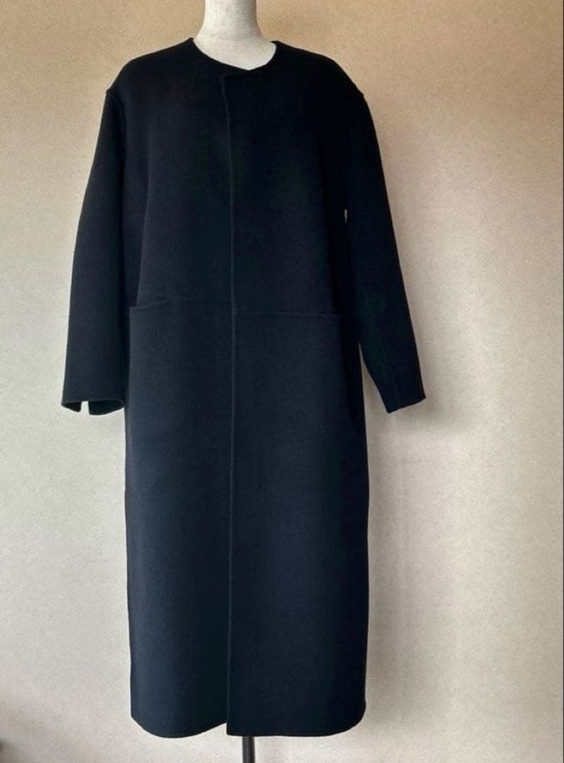 【美品】ミューズドゥーズィエムクラス　ノーカラーリバーロングコート36
