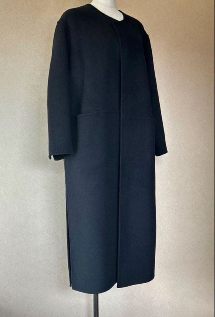 【美品】ミューズドゥーズィエムクラス　ノーカラーリバーロングコート36