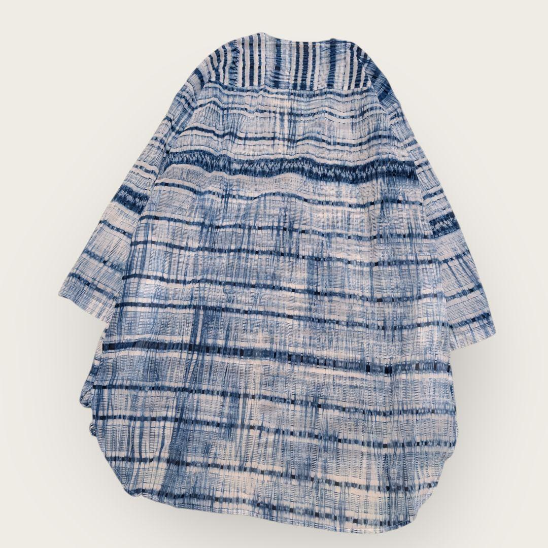 壺草苑　藍染　チュニック　ロングシャツ　天然藍灰汁発酵建　日本製　羽織り