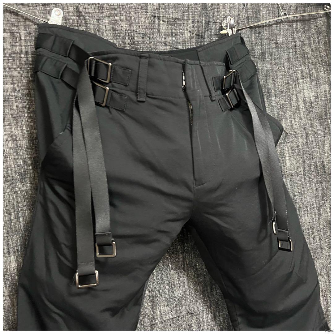 Azuma アズマ ベルテッド　レースアップ 切り替え　ブラックパンツ　M 黒