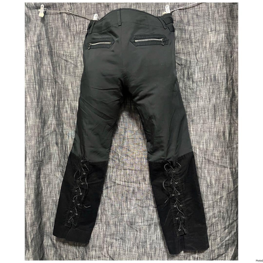 Azuma アズマ ベルテッド　レースアップ 切り替え　ブラックパンツ　M 黒
