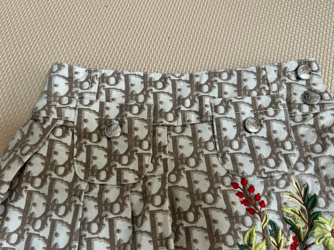【希少】Christian Dior ロゴ総柄×フラワー刺繍 スカート3A
