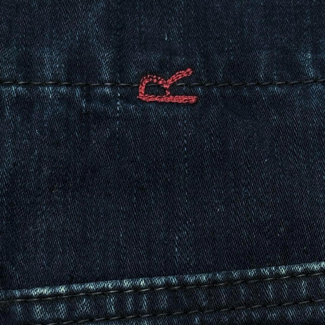 【美品】45R インディゴ染め デニム ジャケット ロゴボタン 柄裏ポケット