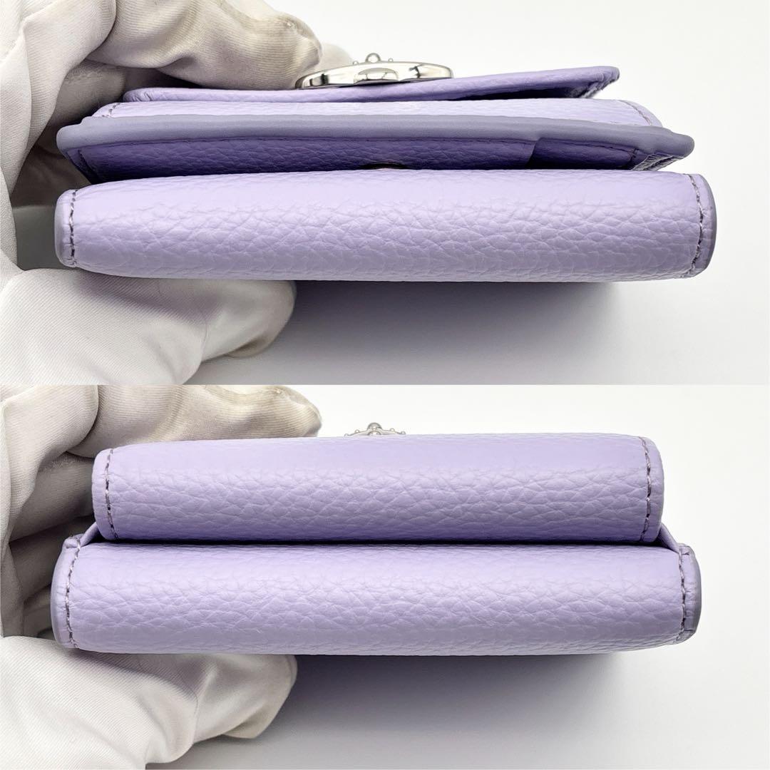 【美品】vivienne westwood 三つ折り財布 オーブ レザー シボ革