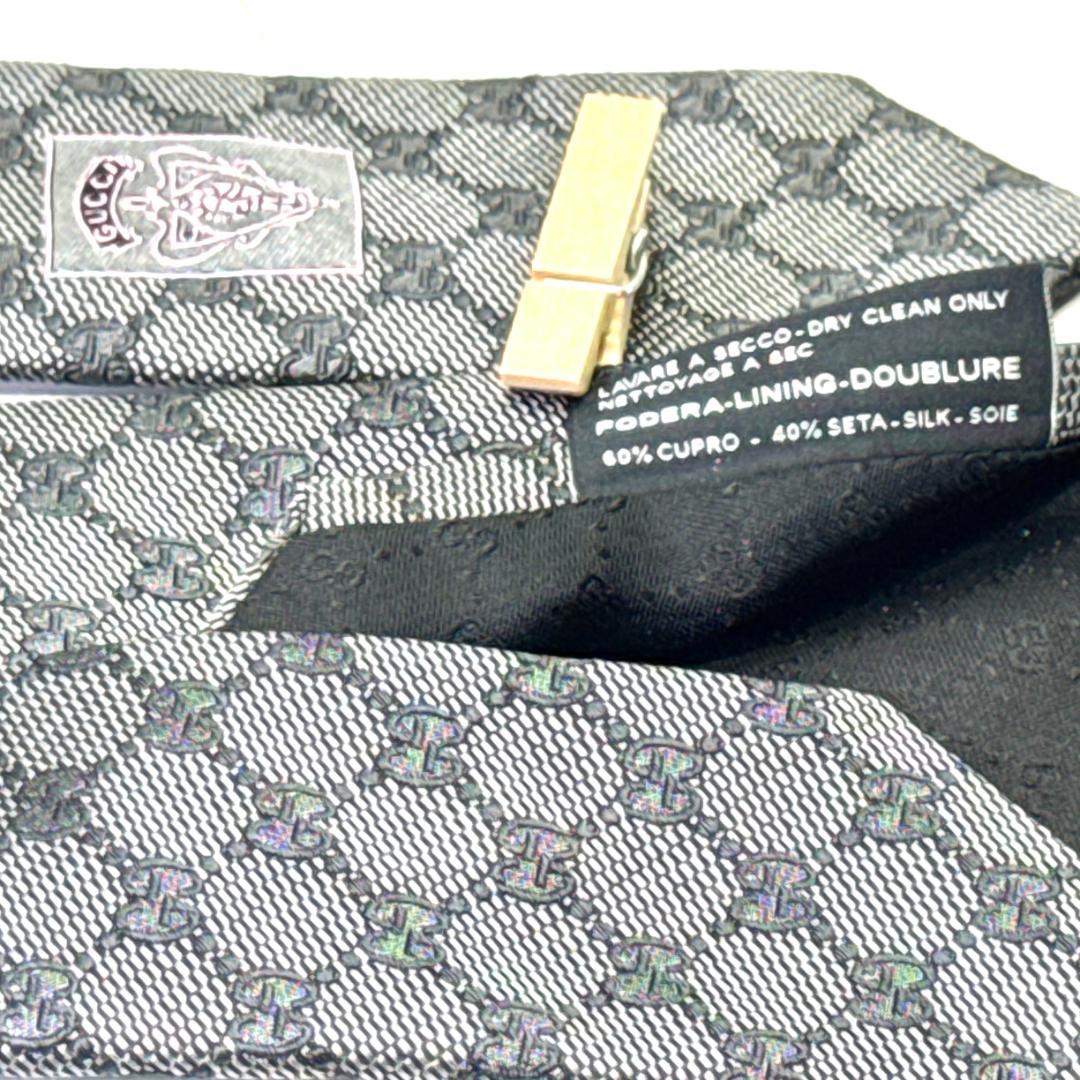 ☆即発 GUCCI GG柄 ボルドー×ピンクライン 高級 シルク ネクタイ 美品