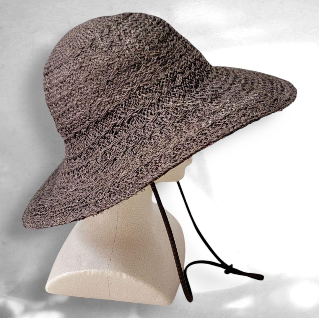 ほぼ未使用 キジマタカユキ 茶 ラフィアボーダーハット 2 ラフィアハット
