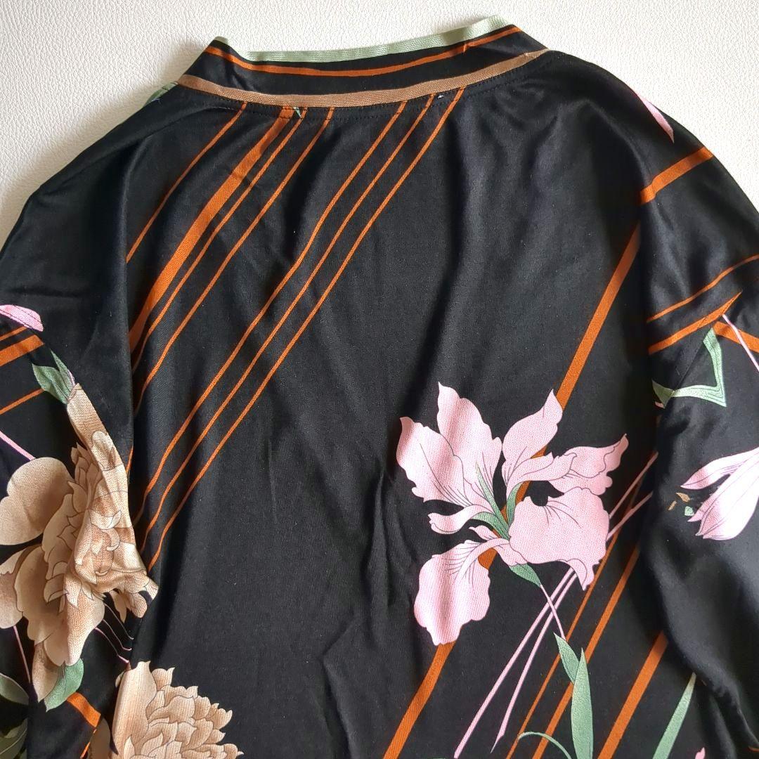 レオナール 長袖カットソー シルク100% 花柄 総柄 Vネック レイヤード