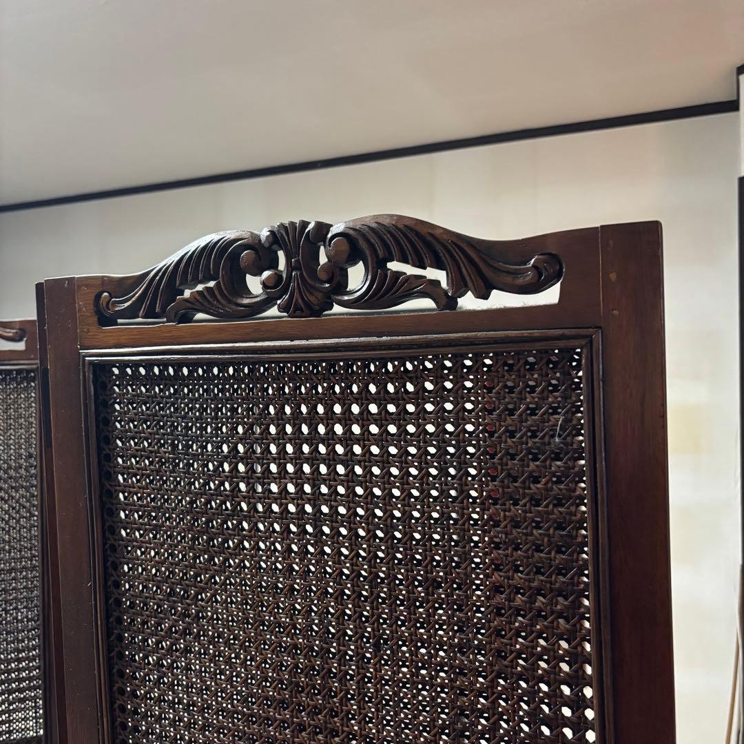 衝立　パーテーション 4つ折り ダークブラウン