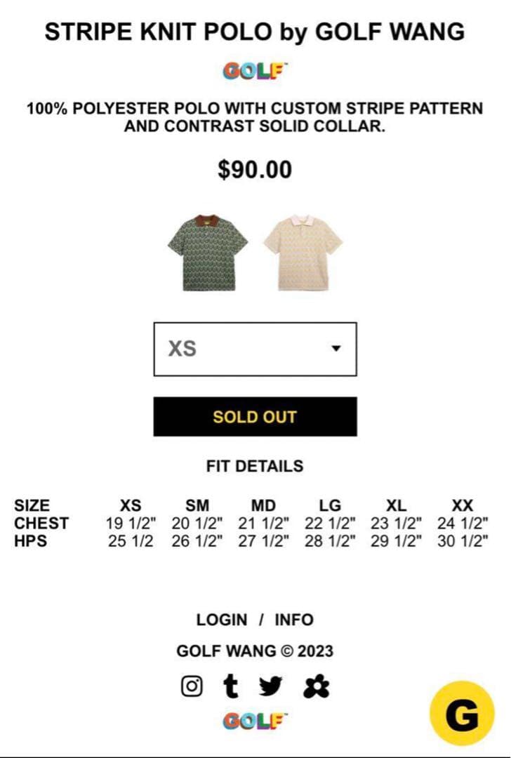 GOLF WANG STRIPE KNIT POLO Mサイズ