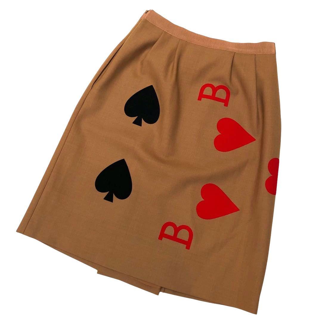 ★希少レア★ブティックモスキーノ ウールスカート トランプ スペード ハート