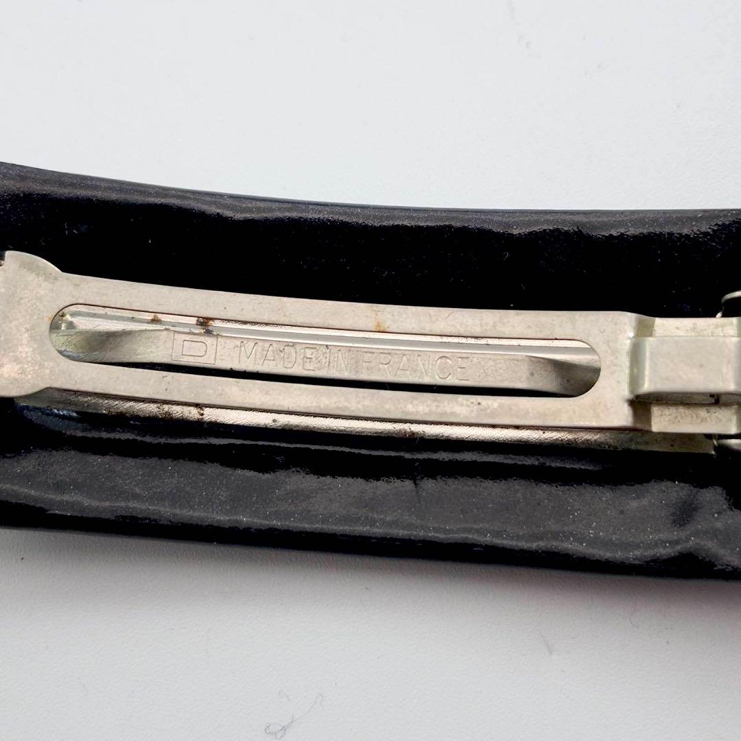 シャネル　バレッタ　ココマーク　パンチング　ヘアピン　アクセサリー　ブラック