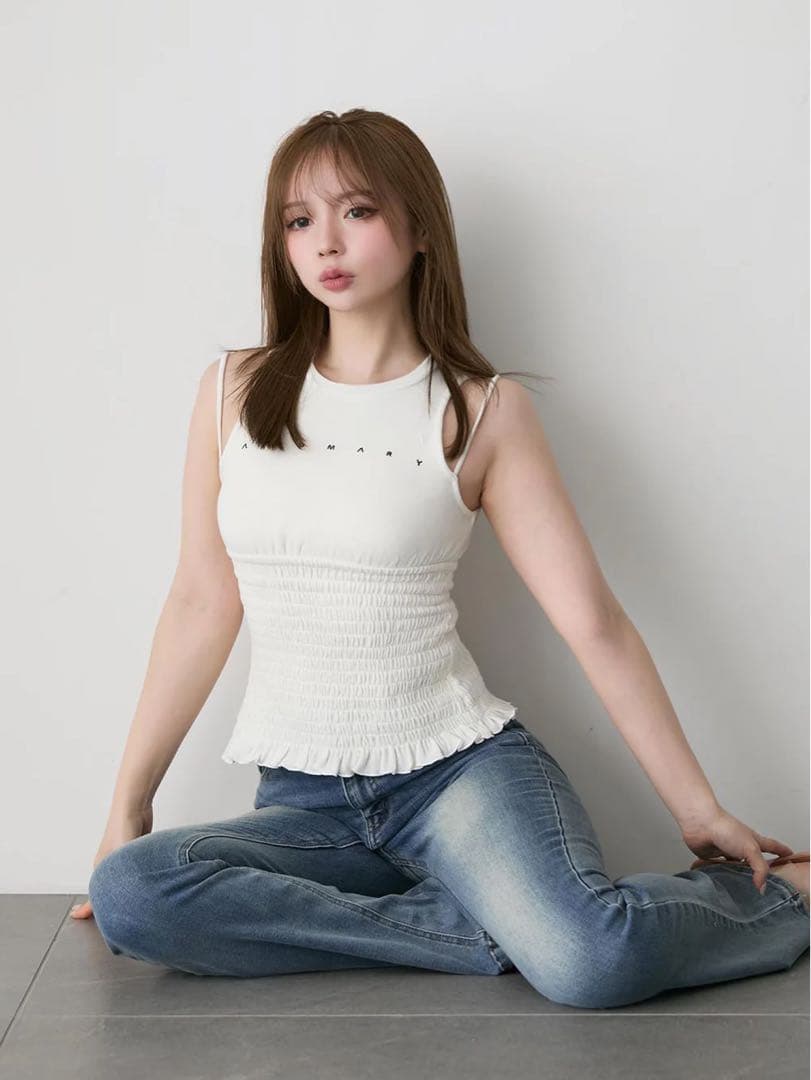 【新品未開封】andmary Ami shirring logo tops