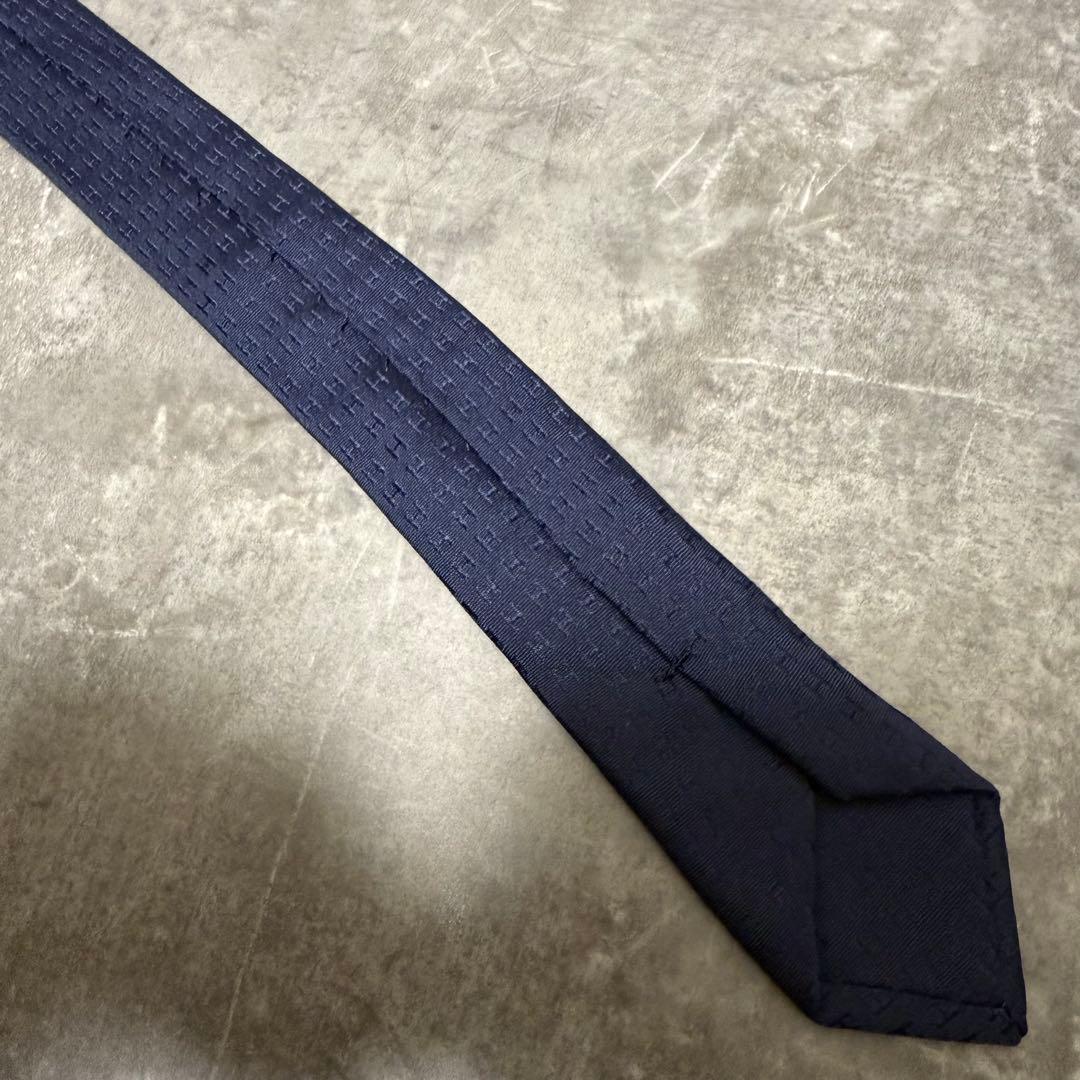 HERMES エルメス ネクタイ ネイビー ファソネ H柄 定番 王道 希少