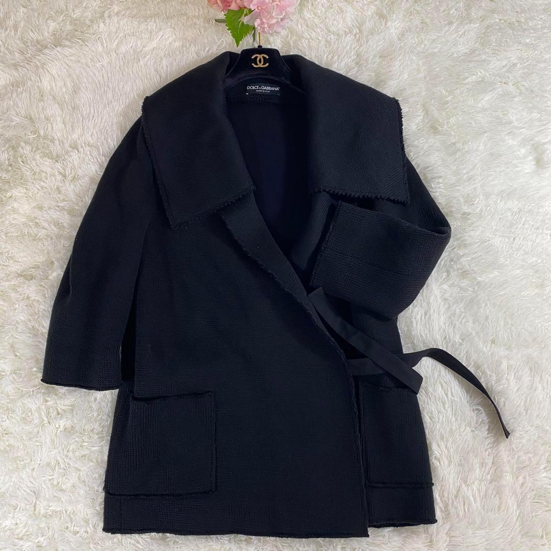 【極美品】ドルチェアンドガッパーナ ドルガバ ニットコート 大きな襟 イタリア製