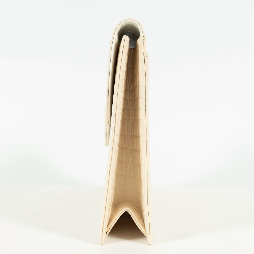 【極美品✨】イヴサンローラン セカンドバッグ クロコ型押し レザー アイボリー