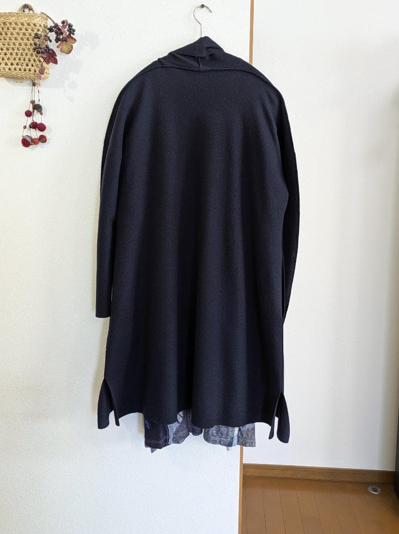ヨーガンレール☆ラム圧縮ロングジャケット☆濃紺☆ドレープライン☆美品です