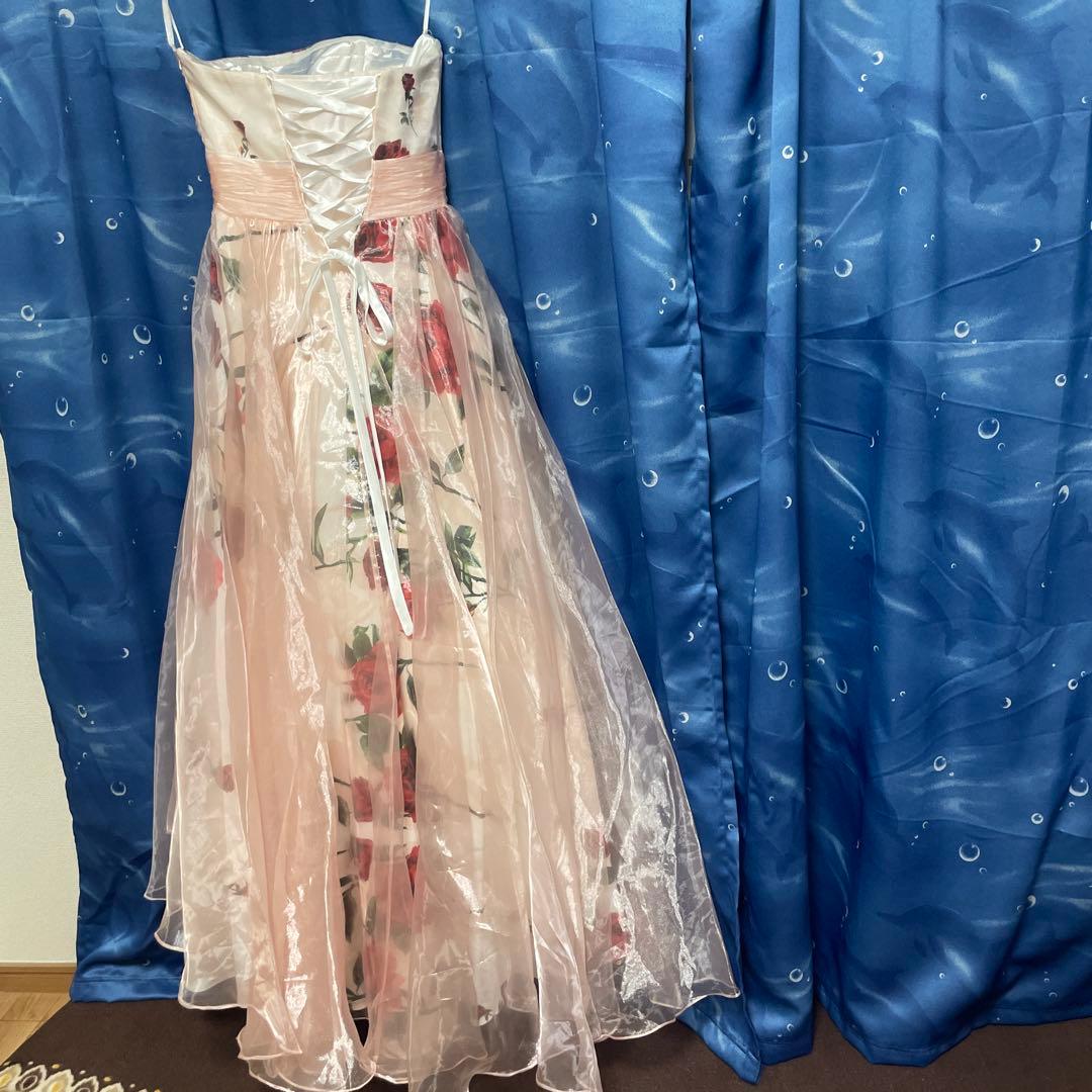 花柄ドレスパニエ付、編み上げ、新品未使用