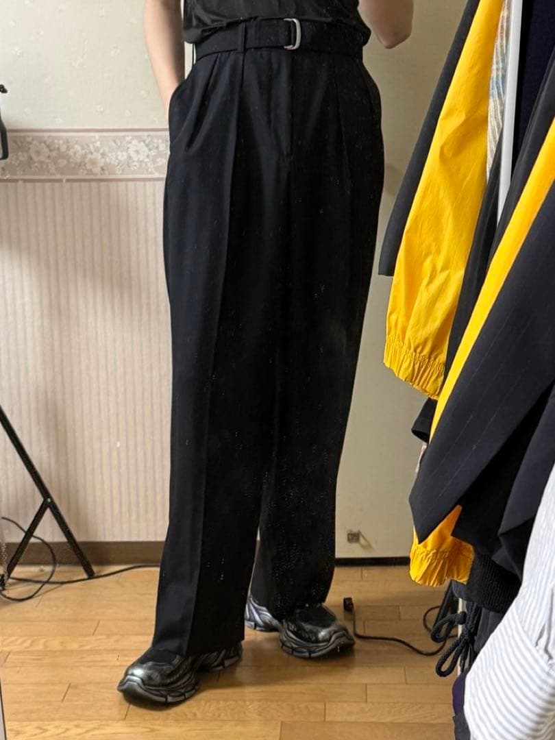 【新品未使用】EDITIONMEN Super160'sウールギャバベルトパンツ