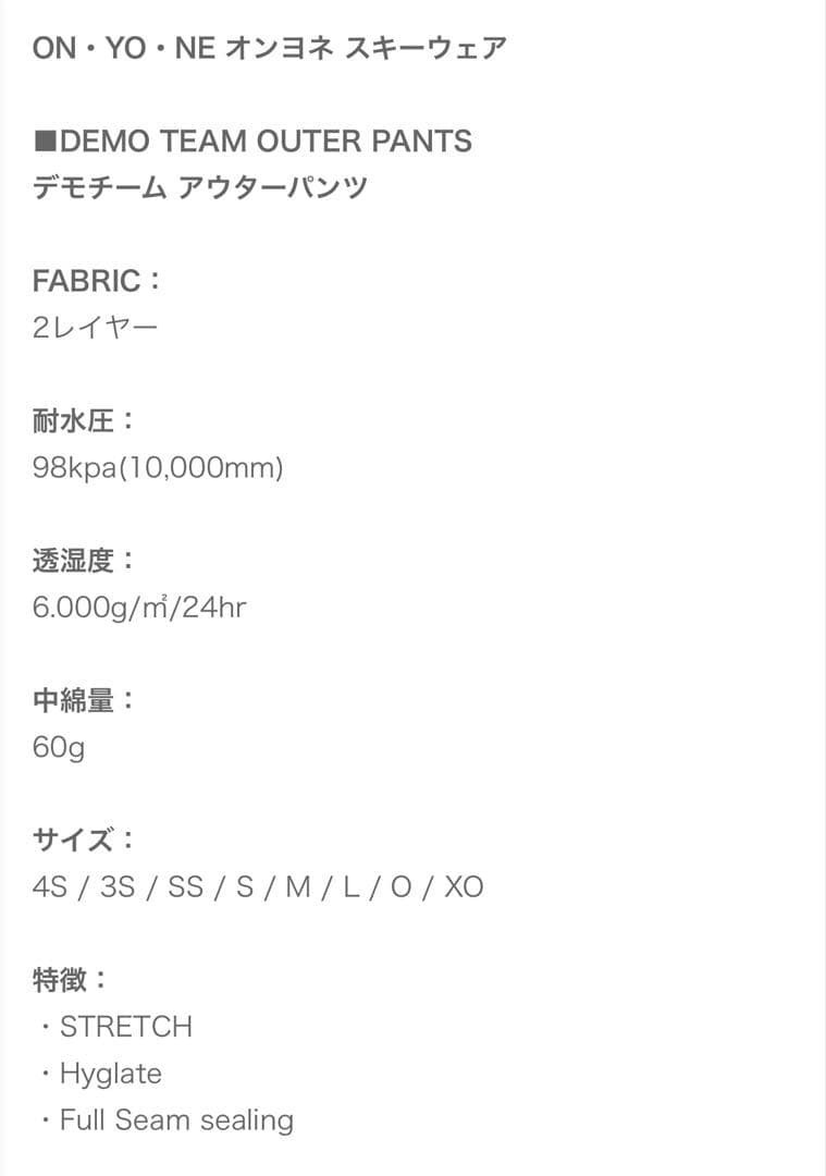 Lサイズ　スキーウェア　上下セット　ONYONE 2024 DEMO TEAM