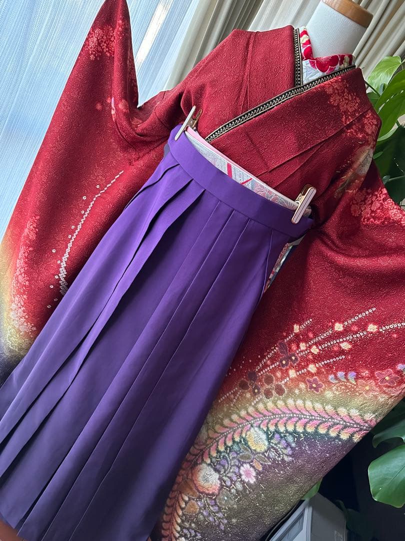 てな 振袖フルセット 赤×金通し 辻ヶ花 絞り ぼかし染めIK