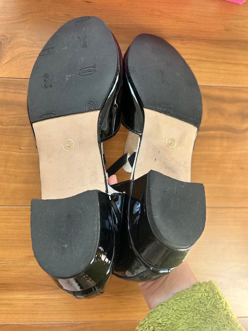 美品☆カットワース T字 ストラップシューズ レザー ゴム ブラック　サイズ6