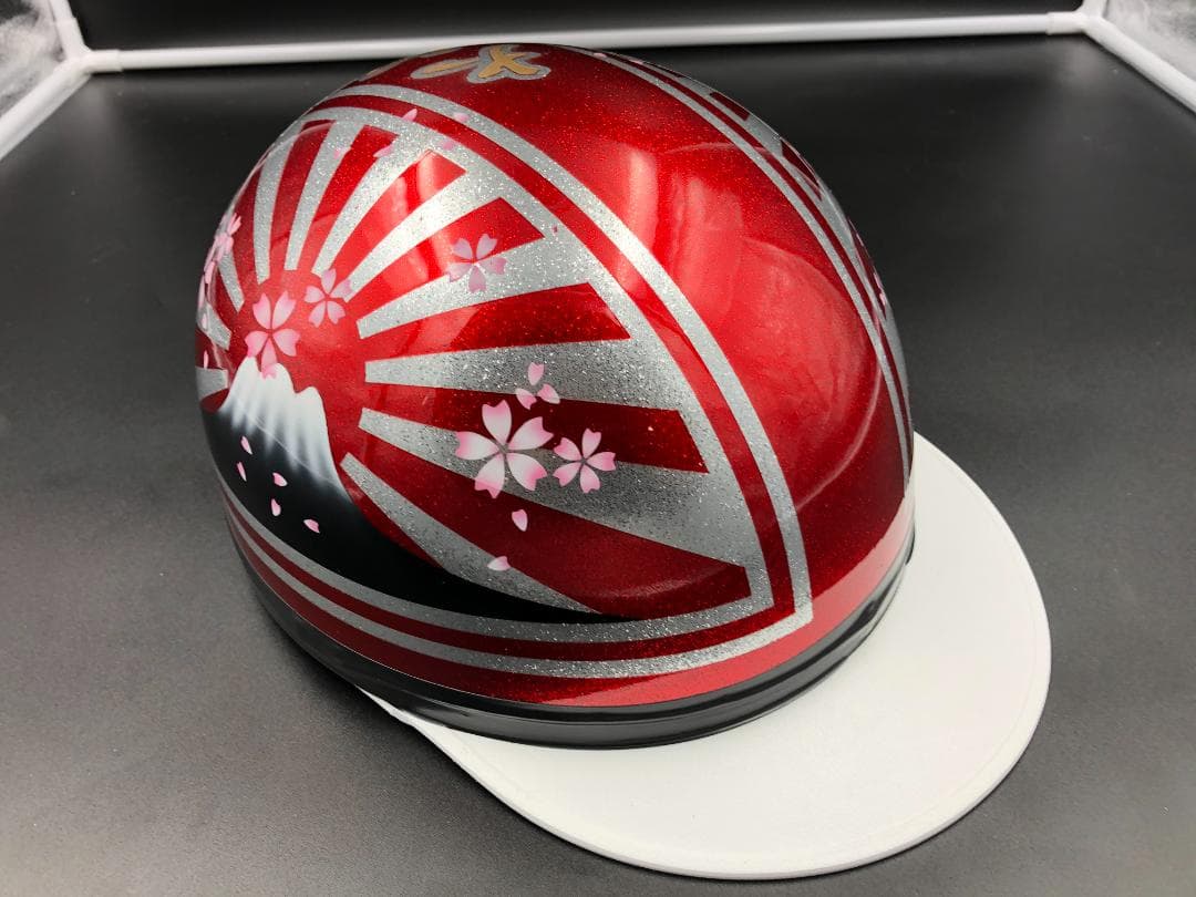 コルク半　カスタム　富士日章　三つボタン　キャンデイレッド　ラメ　桜　高級クリヤ