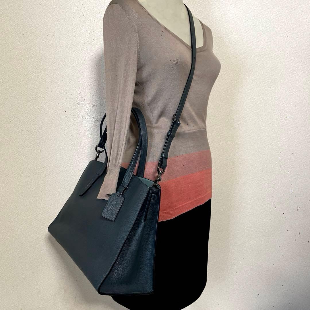 COACH‼️未使用状態(^^)ブルーグレー2WAYトートバッグ‼️