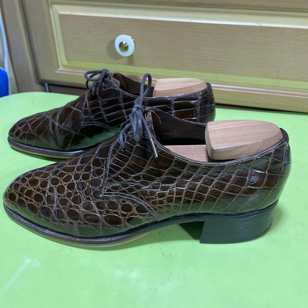 クロコ革靴　ブラウン　ビンテージシューズ　サイズ5〜5.5