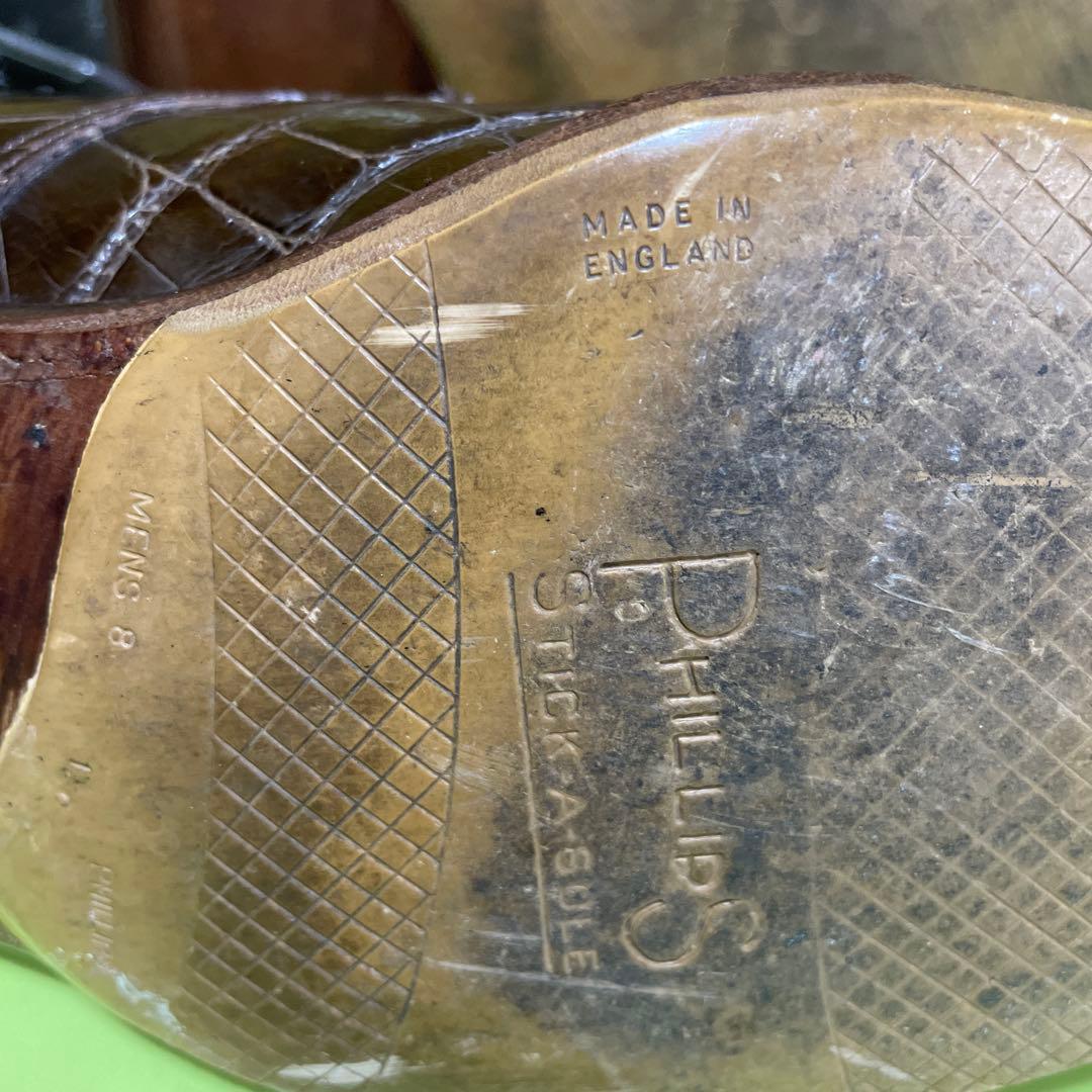 クロコ革靴　ブラウン　ビンテージシューズ　サイズ5〜5.5