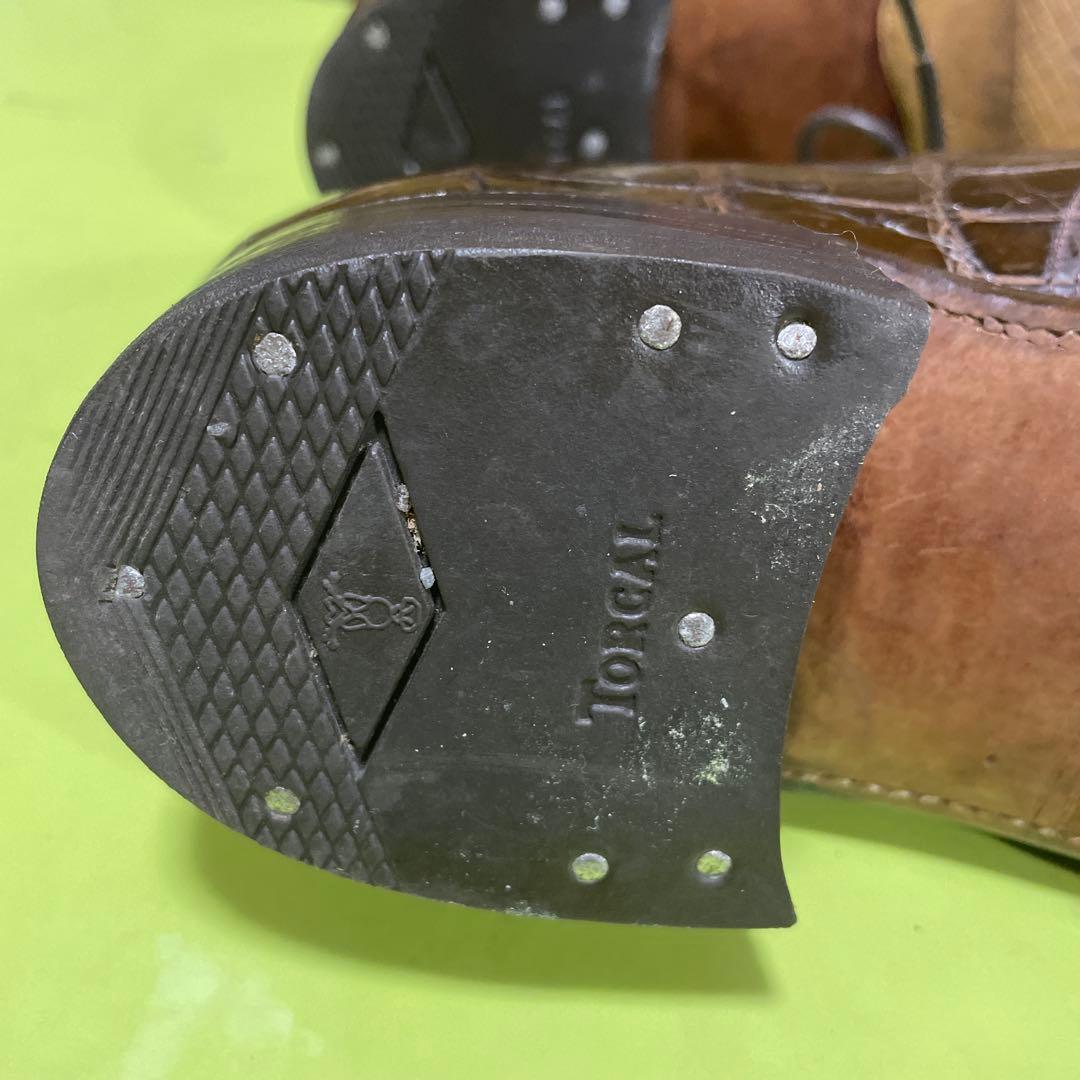 クロコ革靴　ブラウン　ビンテージシューズ　サイズ5〜5.5