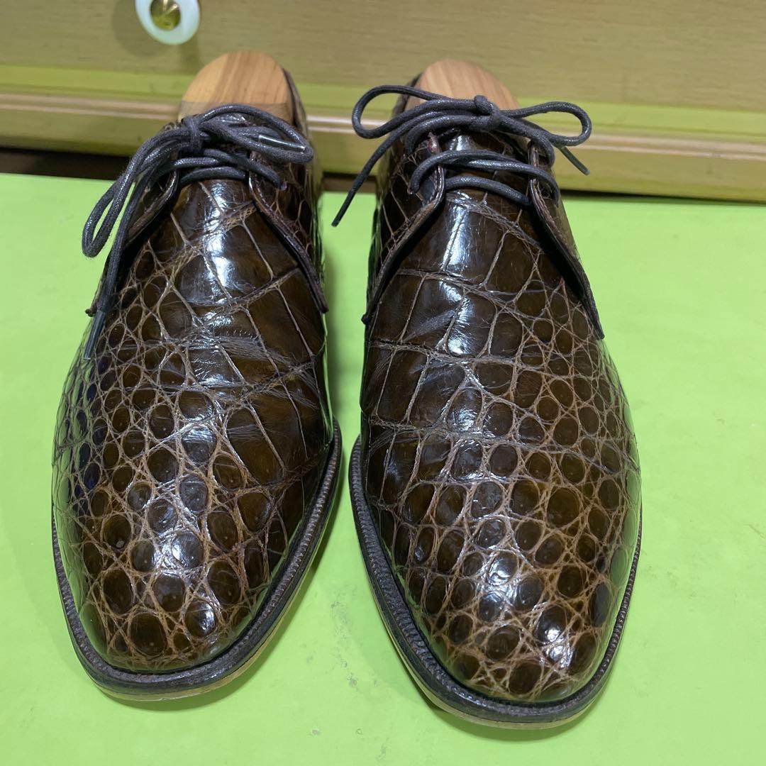 クロコ革靴　ブラウン　ビンテージシューズ　サイズ5〜5.5