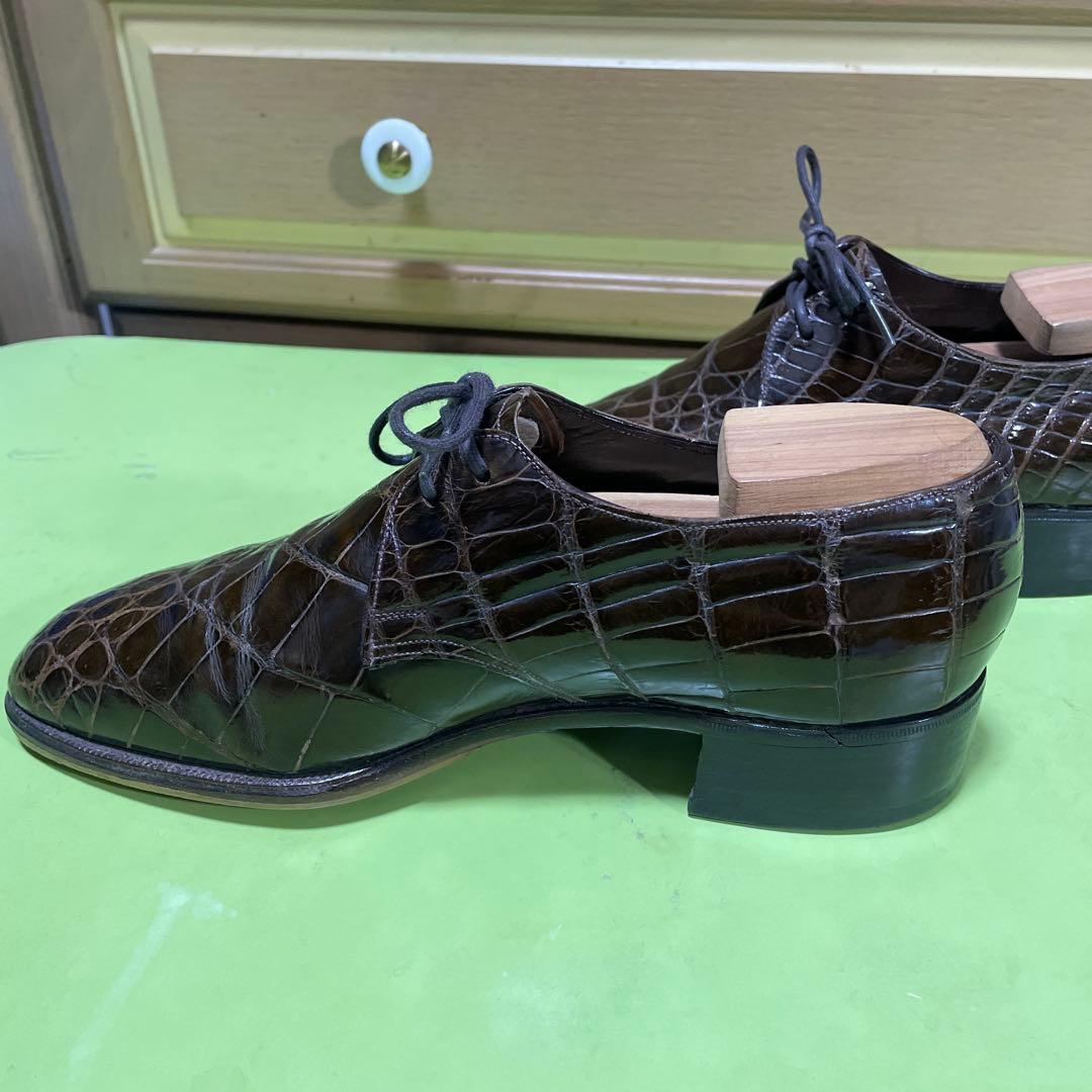 クロコ革靴　ブラウン　ビンテージシューズ　サイズ5〜5.5