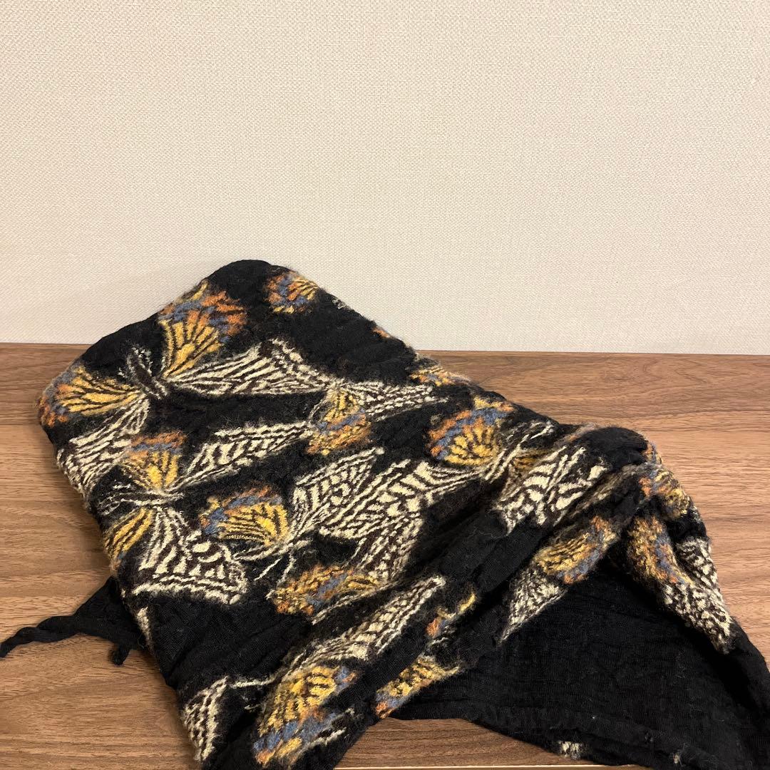 クリーニング済★キャピタル　KAPITAL 縮絨マフラー　バタフライ　幅40㌢