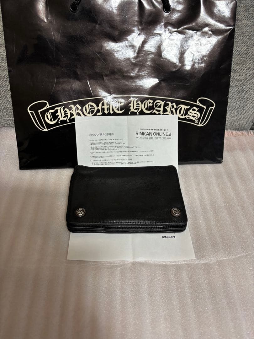 【確実正規品】クロムハーツ2zip フローラルボタン　ウォレット　財布　レザー