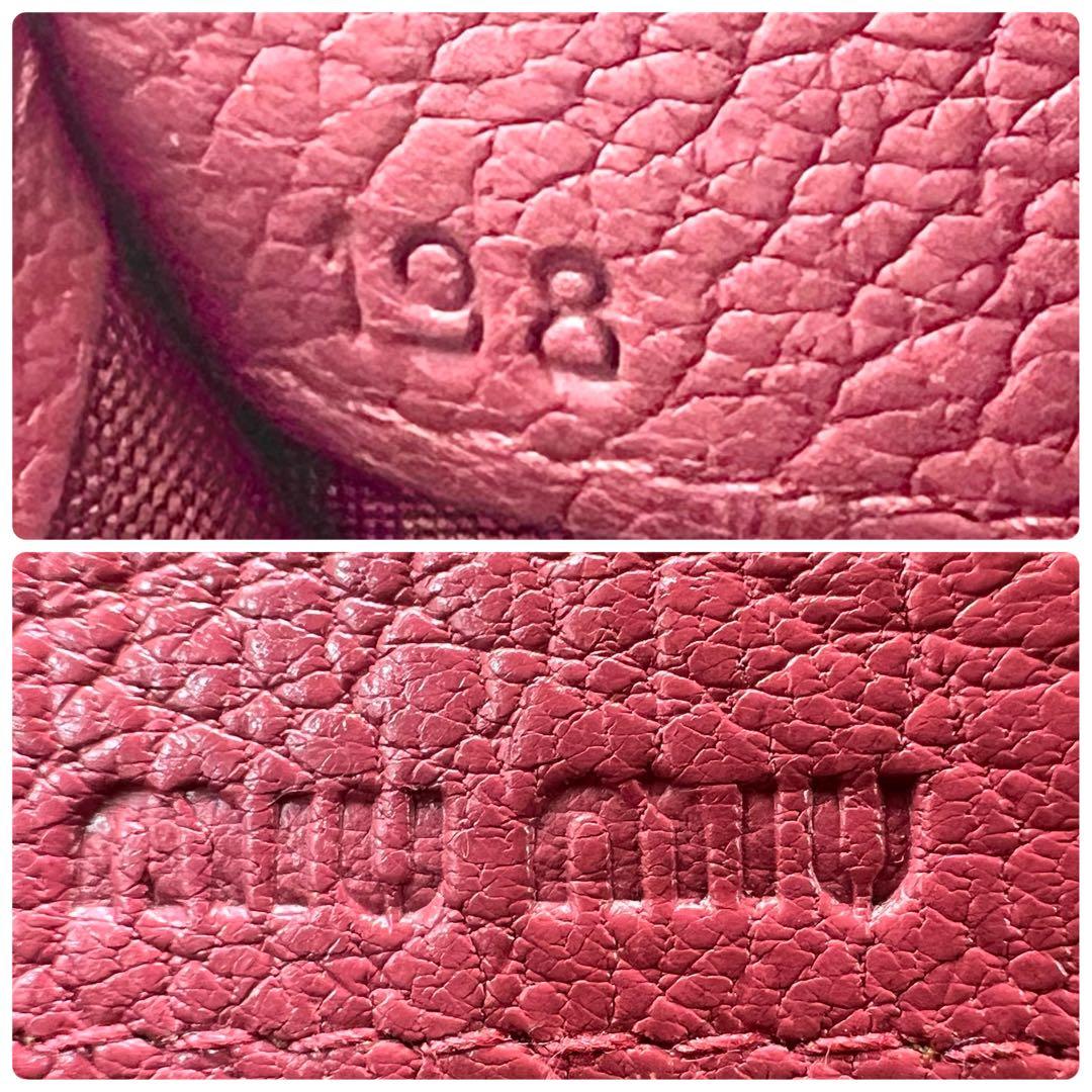 極美品✨ミュウミュウ◇パスケース付きバイカラーフラップ長財布　レッド ピンク